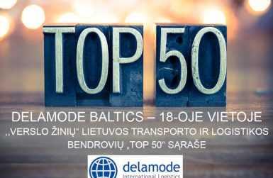 Delamode Baltics rises again in the list of top 50 Lithuanian transport and logistics companies