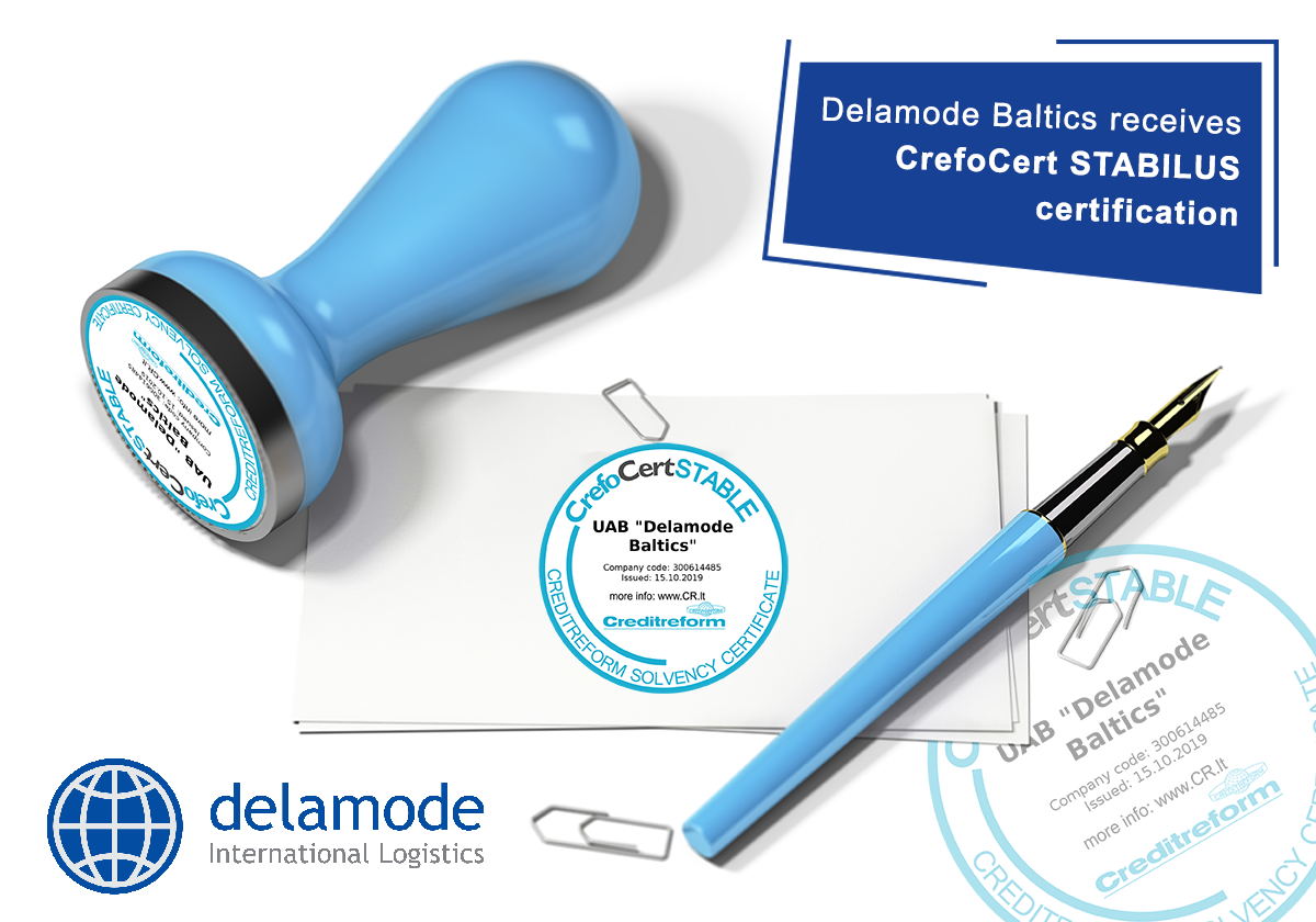 Delamode Baltics suteiktas CrefoCert STABILUS sertifikatas