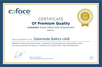 Delamode Baltics receives Premium Coface certificate