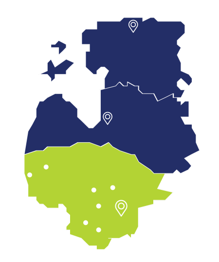 Kelių transportas Delamode Baltics ofisai visose Baltijos šalyse